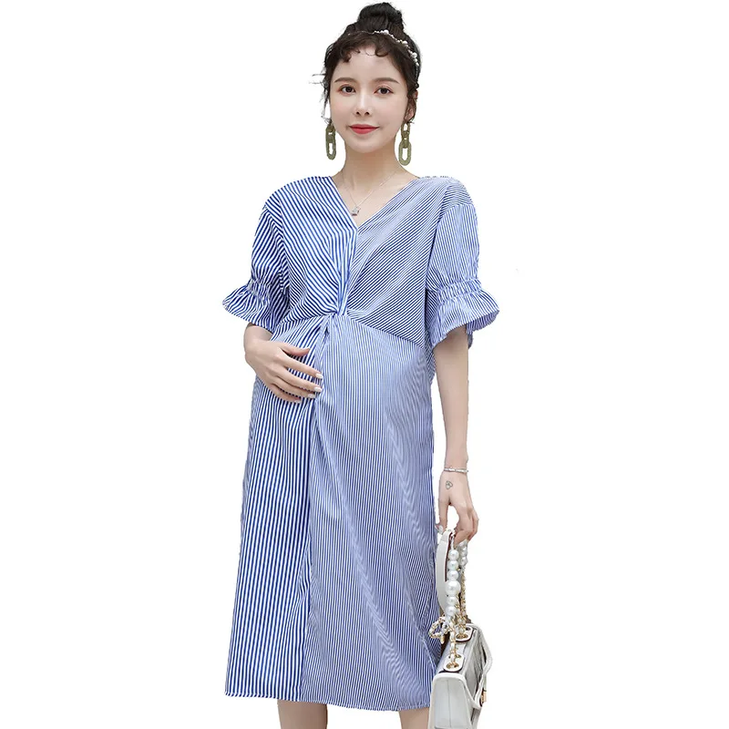 

Pregnant dress short sleeve stripes in maternity gowns fashionable mothers maternity dresses pregnancy gifts