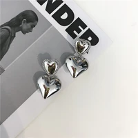 u magical temperament oversize love heart dangle earring for women exaggerated silver color metallic earring jewelry accessories