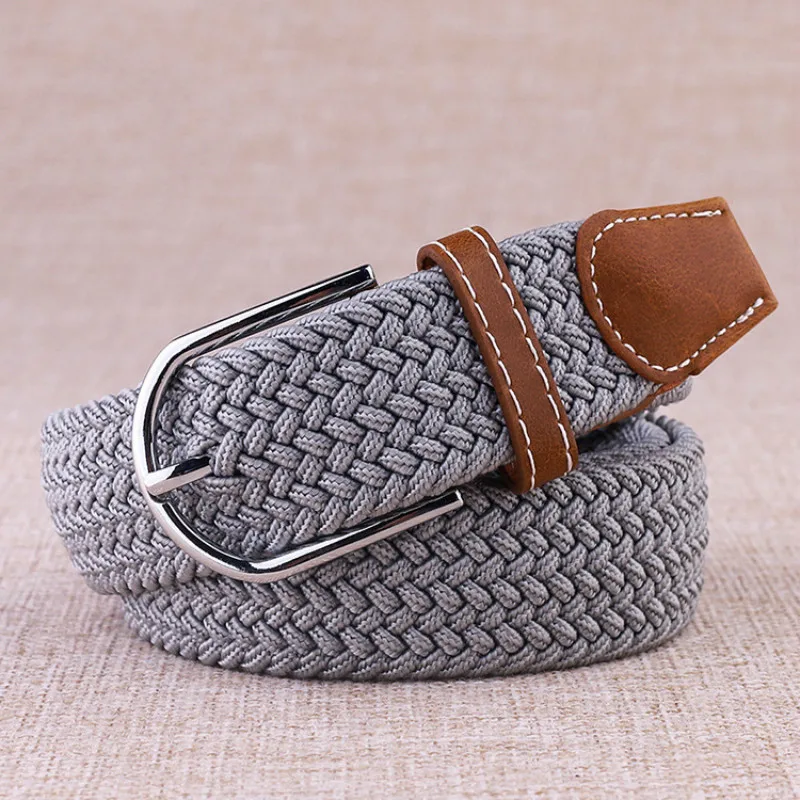 

Fashion High-quality Men's Jeans Canvas Belt Women's Elastic Adjustable Belt Canvas Belt Knitted Buckle 2021 New