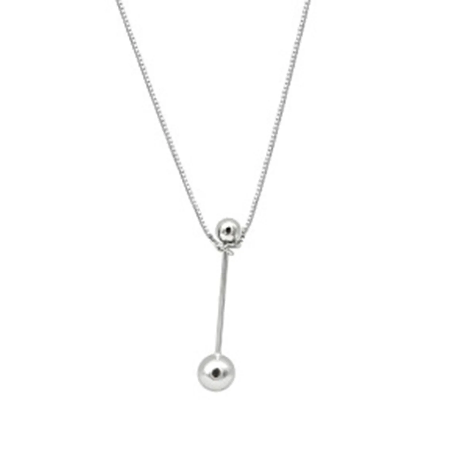 

925 Sterling Silver Pendant Necklace Jewelry For Women Silver Color Circle Ring Choker Necklace Fashion Gift Chain 38cm long