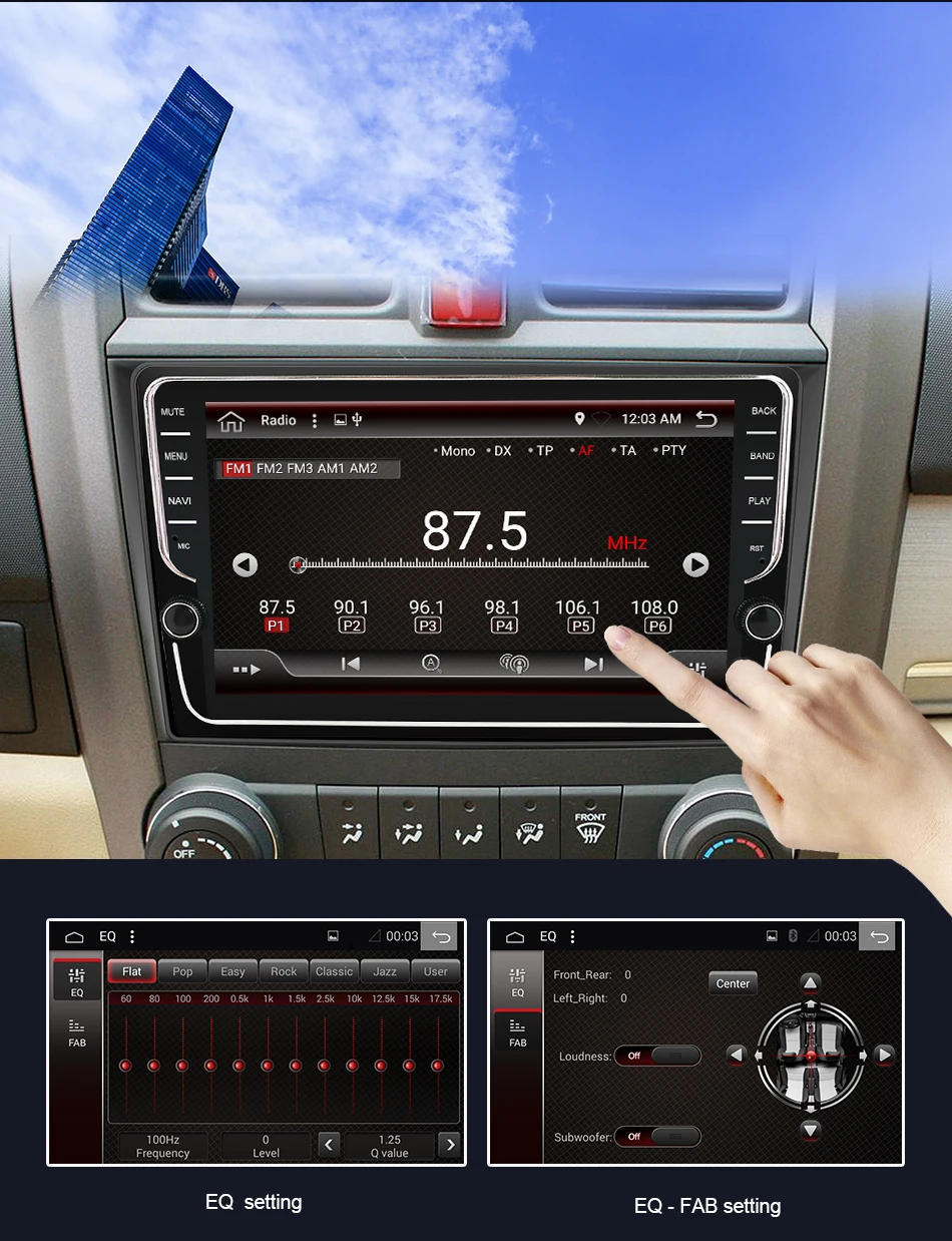 Eunavi автомобильный dvd-плеер gps Navi для Honda CRV 2007-2011 ips емкостный экран 1024*600+ wifi+ BT+ SWC+ RDS+ Android 9,0+ 4G ram PX6