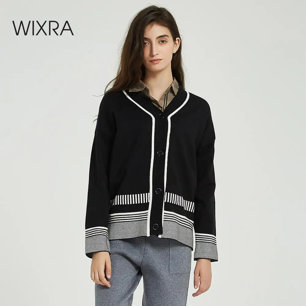 Женский вязаный кардиган с v образным вырезом Wixra Повседневный свитер в стиле
