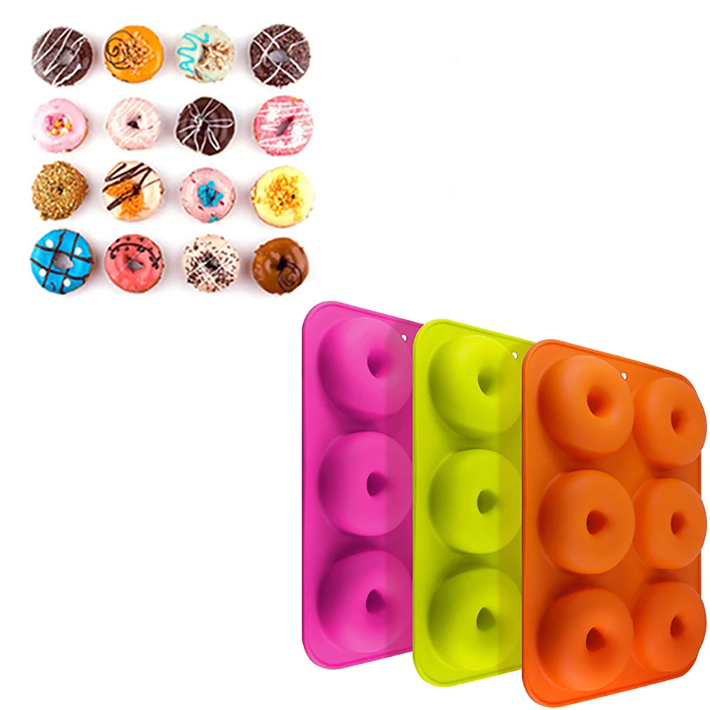 

Doughnut Circle Cookie Moulds with 6 Cavities 100% Food Grade Silicone High Heat Resistance Foldable Non Stick Baking Tray