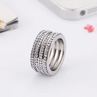 stainless steel shiny zircon ring for women fashion gold silver color wedding band luxury jewelry accessories