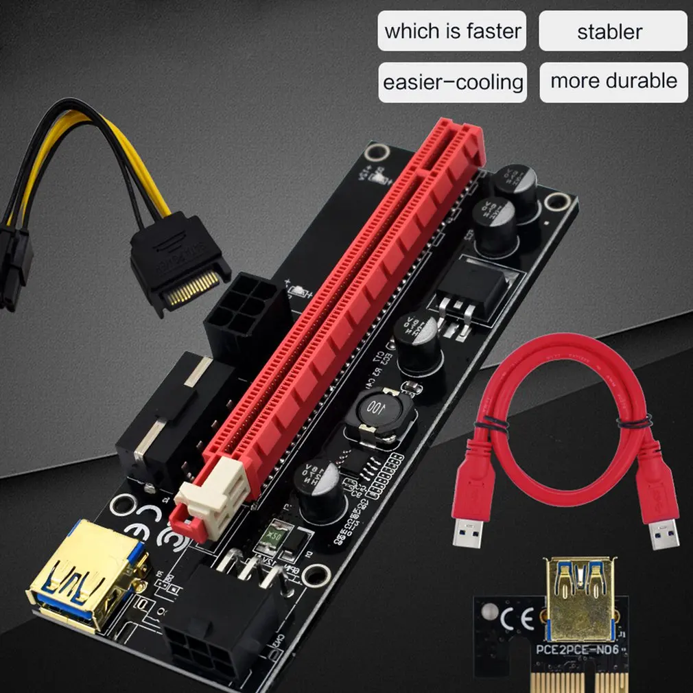 CHIPAL VER009S PCI-E Райзер-карта 009S PCI Express PCIE 1X до 16X расширитель 1 м 0 6 USB 3 кабель