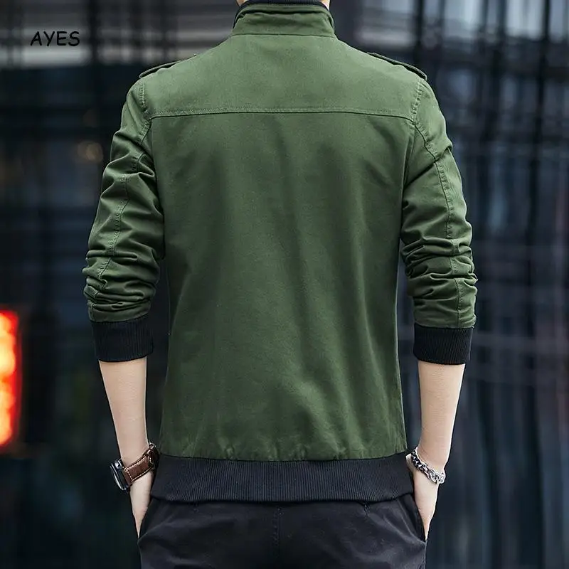 

Solid Mens Streeetwear Spring Autumn Casual Coats Male Zipped Plus Size Bomber Jackets Stand Collar Slim Jackets Mens Jackets