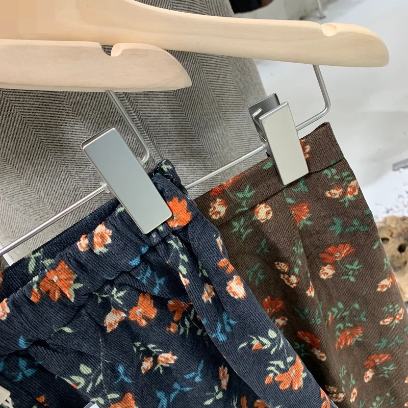 

Vintage Corduroy Print A-Line Woman Skirts 2021 Spring New Elastic Waist Faldas Elegant Mid Length Skirt Office Lady Jupe