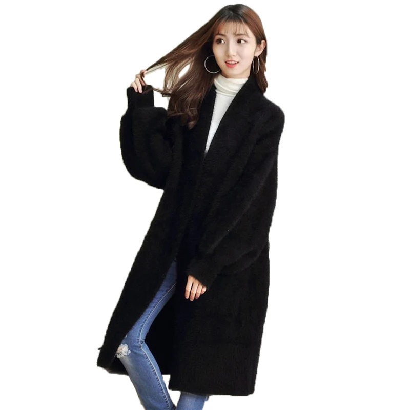 2019 женский свитер вязаный кардиган Зимний толстый теплый длинный Женский