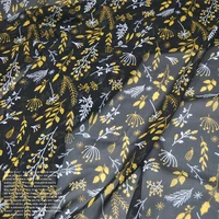 silk georgette chiffon fabric dress black and yellow floral large wide clothing diy patchwork tissue