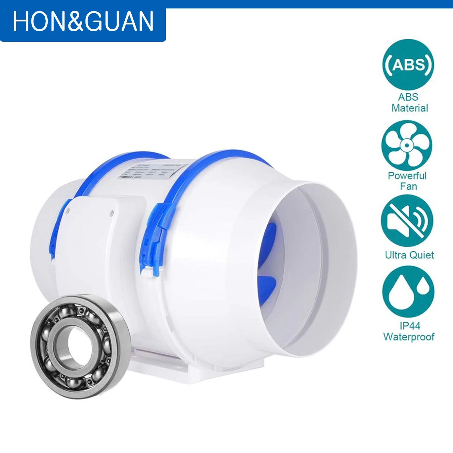 Hon&Guan Inline Duct Fans 110V 6'' Ducted Extractor Fan for Bathroom Greenhouses Hydroponics Ventilator Ventilation Household