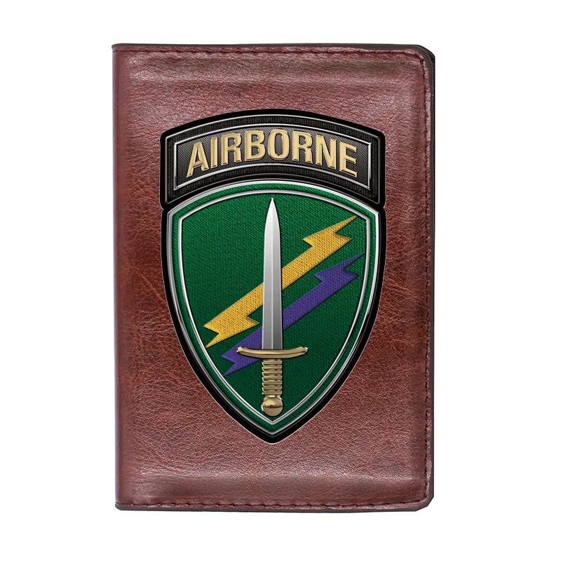 

High Quality Special Forces Airborne Passport Cover Classic Leather Men Women ID Credit Card Travel Holder Wallet