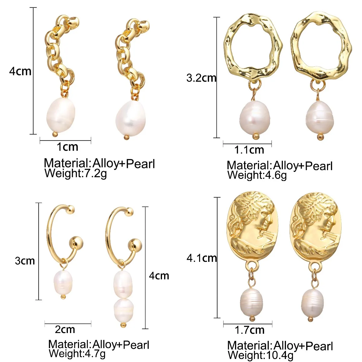 

YWSHK New Punk Style Minimalist Metal Round Women's Earrings Elegant Round Pearl Earrings 2021 Fashion Brincos Jewelry Gift