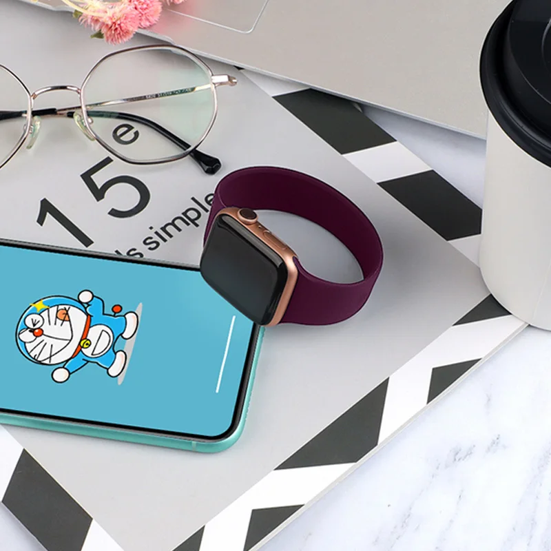 Ремешок силиконовый Solo Loop для Apple Watch Band 44 мм 40 эластичный браслет iWatch 38 42 watch Series