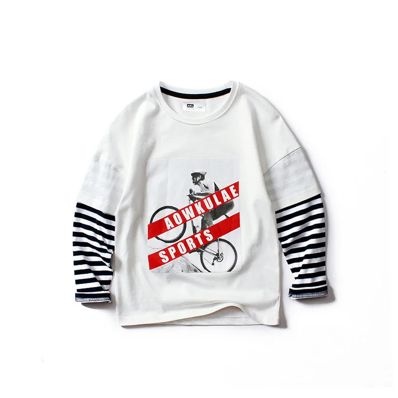 Boys t Shirts 2020 New Style Kids Poleras Print Long Sleeve Cotton Fake Two Piece Soft Knitting Bing Girls Tops |
