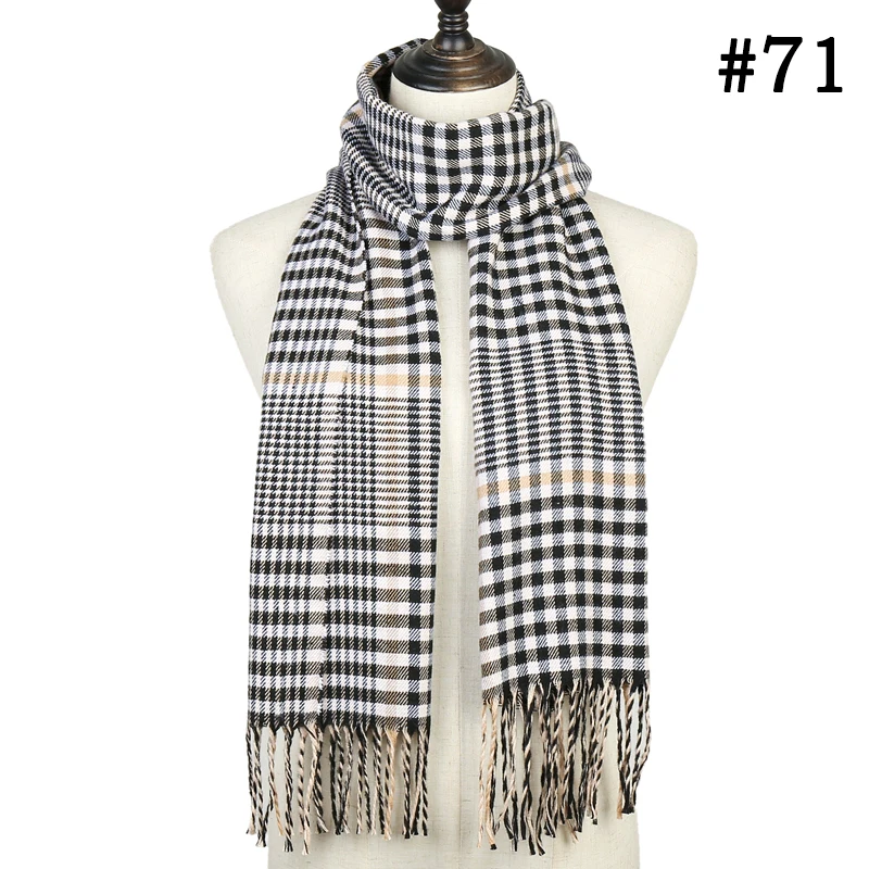 

2020 Fashion Plaid Scarf for Women Men Winter Pashmina Cashmere Shawls Warm Solid Children's Tassel Lattice Outdoor Long Scarves