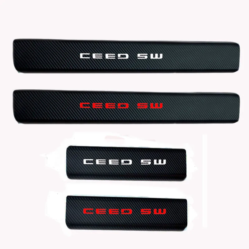 4 шт. виниловые наклейки на пороги автомобиля из углеродного волокна|Наклейки