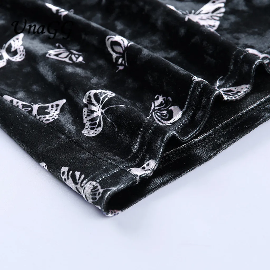 

UnaGG Harajuku Black Dress Women Gothic Spaghetti Strap Backless Off Shoulder Dresses Female Fashion Casual Print Sexy Dress #12