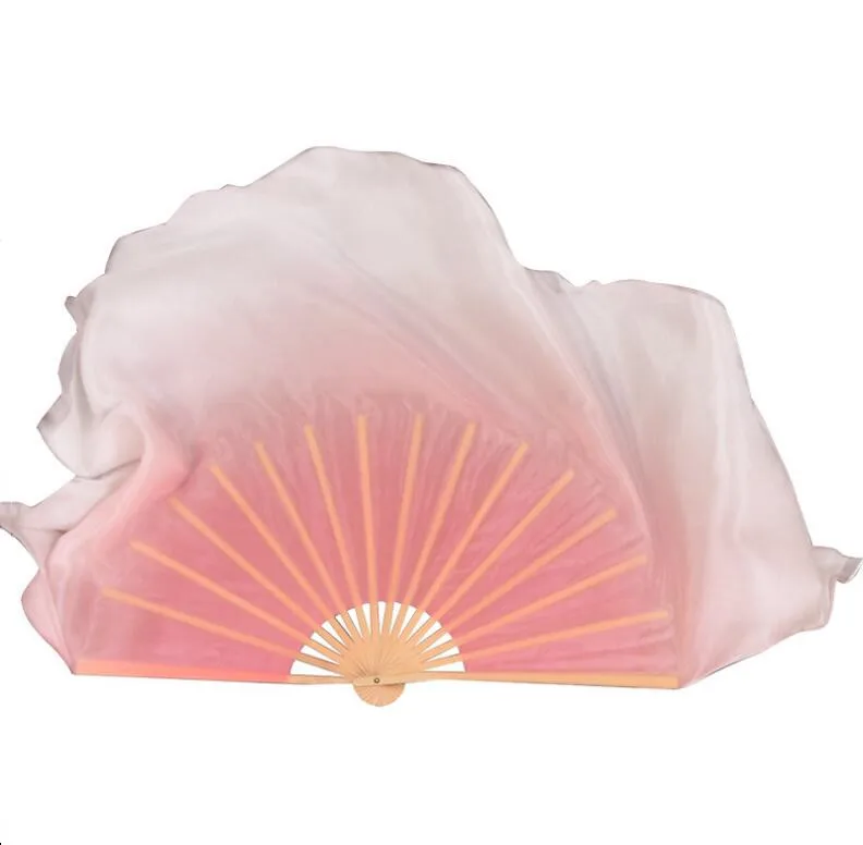 

Magic Pink Half Circle Double Fan Veils 100% Silk Women Folk Dance Veil Pair(1L+1R) Two Layers Light Silk Dance Veil Hand Dye