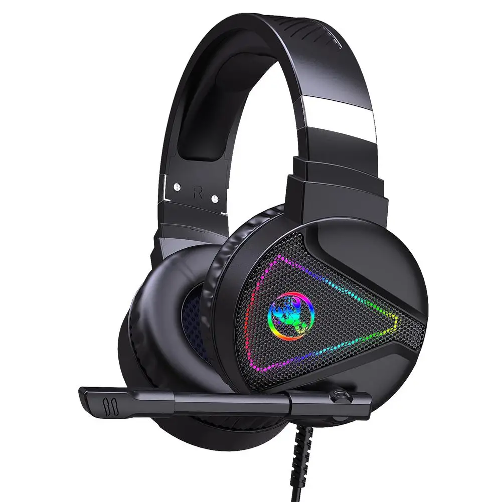Игровые наушники с креплением на голову RGB цветная светящаяся Проводная игровая