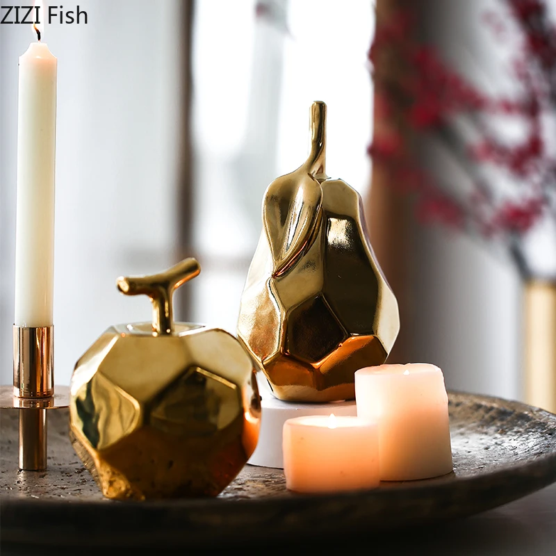 Скандинавский домашний декор керамика искусственное золото яблоко груша