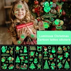 10 шт. рождественские светящиеся наклейки для татуировок, детские наклейки для детей, светящиеся наклейки на лицо, руки, ноги, Мультяшные наклейки