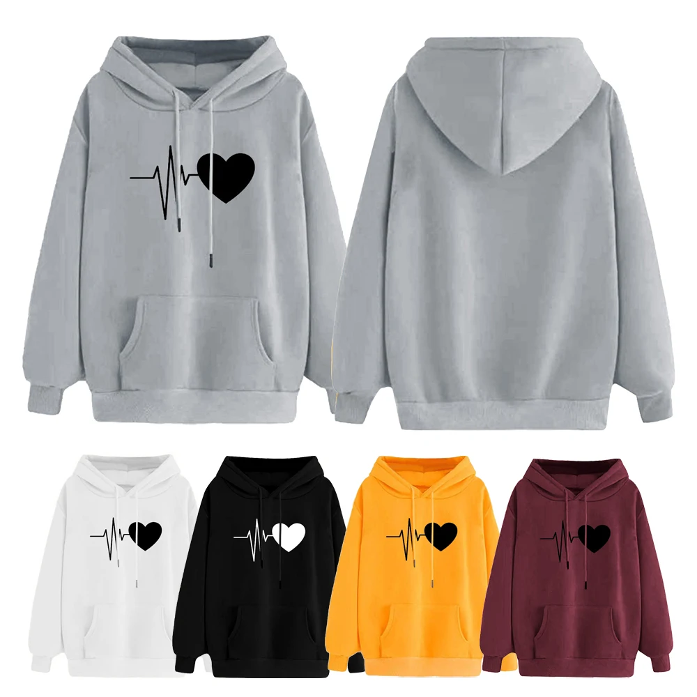 Женская толстовка с принтом свободная длинный рукав Осень-зима теплая мягкая