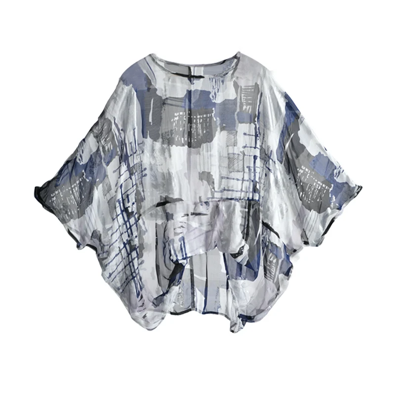 Женская шелковая рубашка-кокон MICOCO C1806 свободная рубашка большого размера с