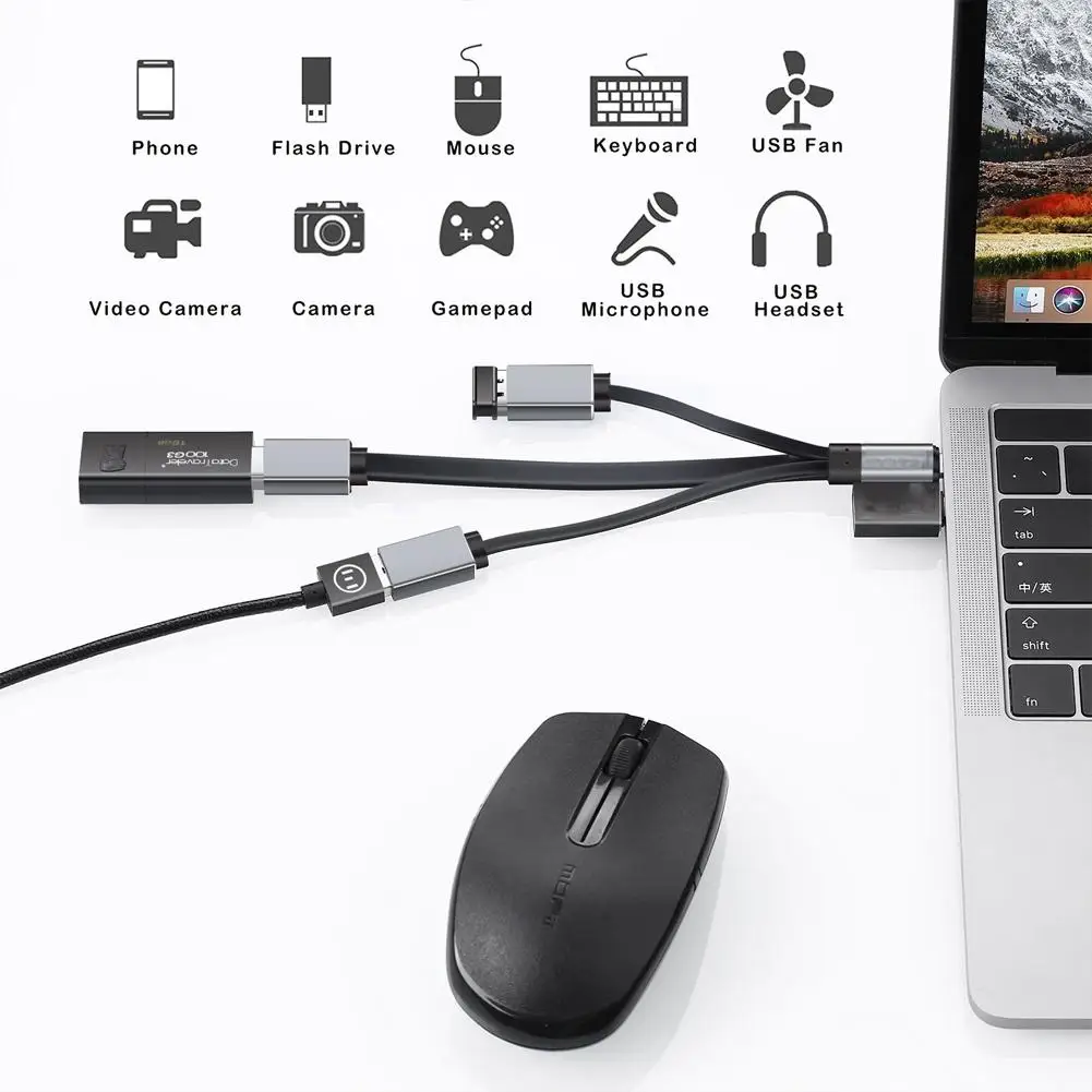 3 в 1 Тип usb с разъемами типа C и USB A Адаптер Hub 3-Порты разъёмы OTG концентратор 2xusb 2 0 +