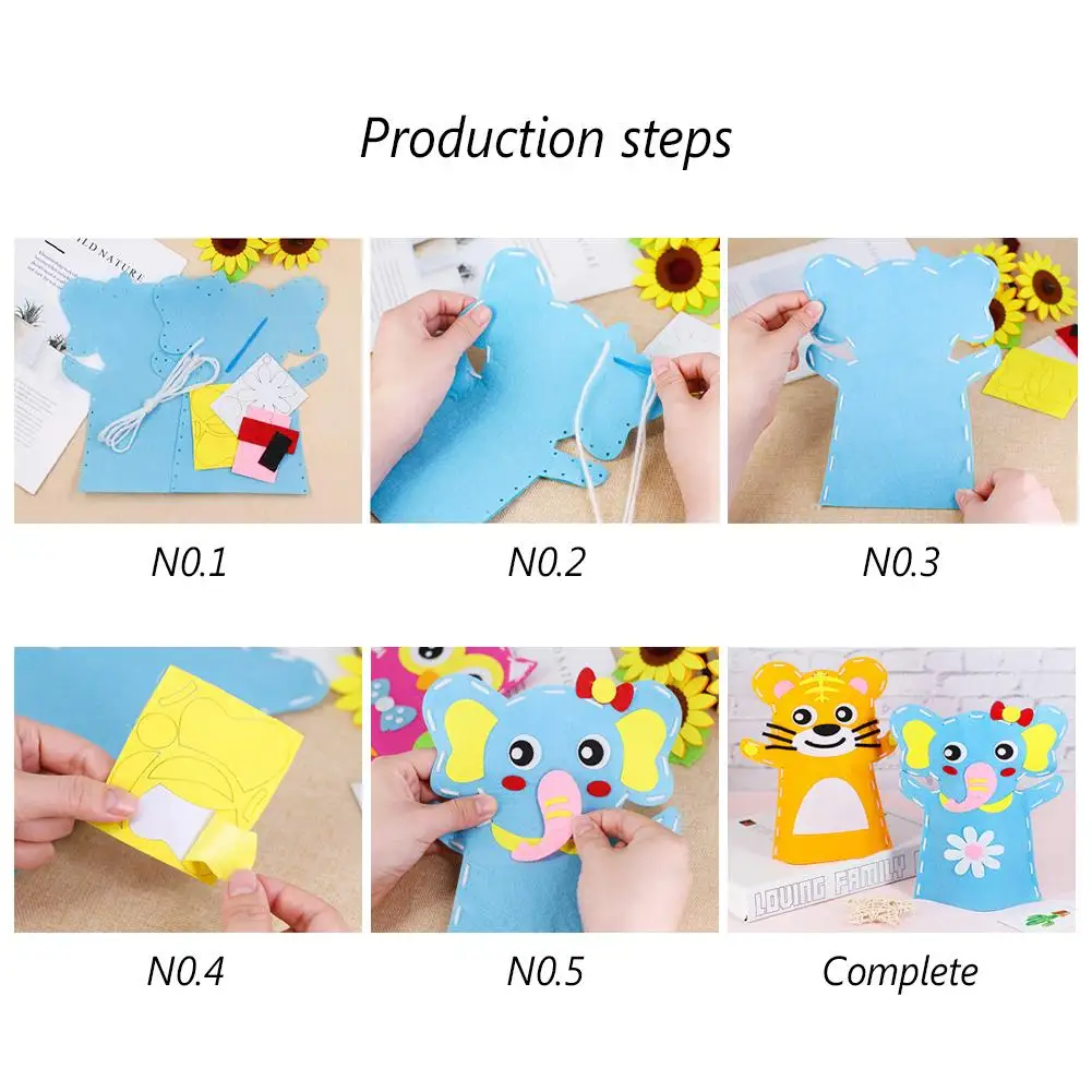 8 шт. дети &quotсделай сам&quot с рисунками зверей из мультфильмов для кукол нетканого
