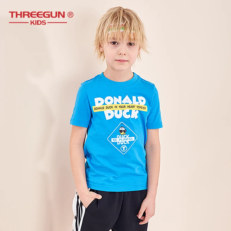 Футболки THREEGUN X Disney Nonald Duck детские футболки с короткими рукавами для мальчиков и