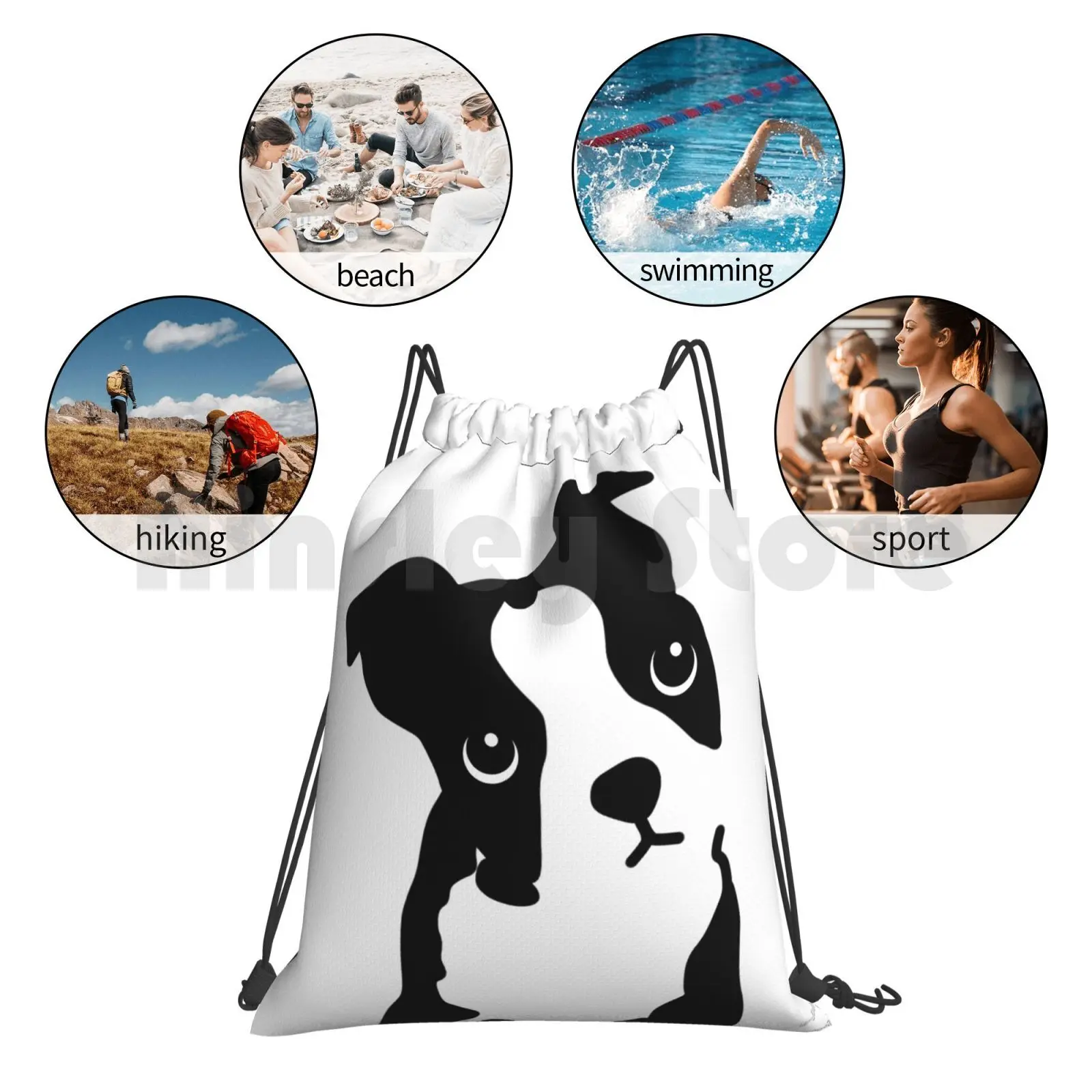 

Cute Boston Terrier Design Backpack Drawstring Bags Gym Bag Waterproof Boston Terrier Dog Puppies Puppy Cute Animal