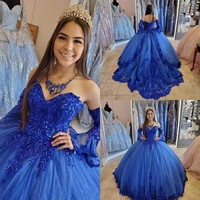 royal blue princess quinceanera dresses 2020 lace applique beaded sweetheart lace up corset back sweet 16 dresses prom dress
