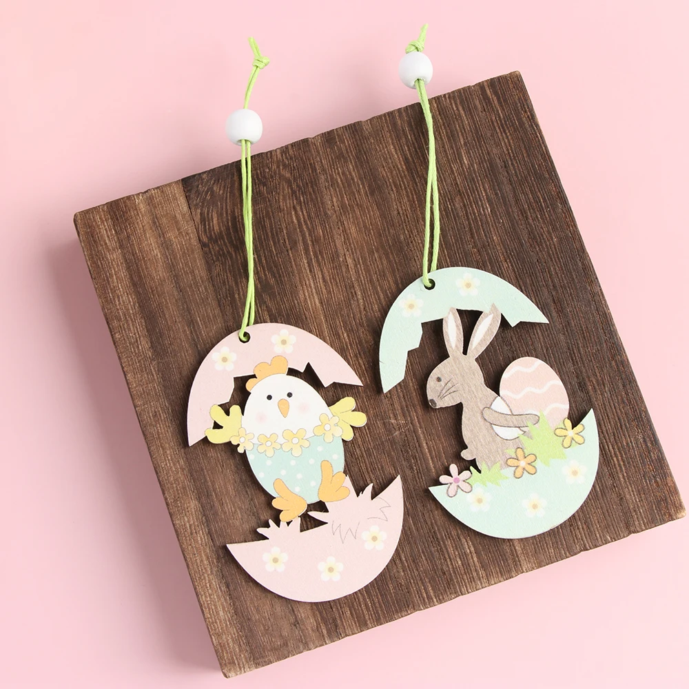 2 шт./компл. Новый Счастливой Пасхи деревянный декор Пасхальный кролик яйцо