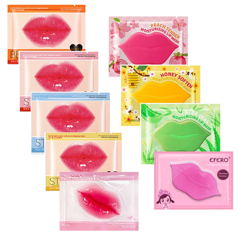 

100pack Moisturing Hydrating Crystal Collagen Lip Mask Nourishing Patches Pad Gel Essence Lip Enhancement Anti Wrinkle Lips Care