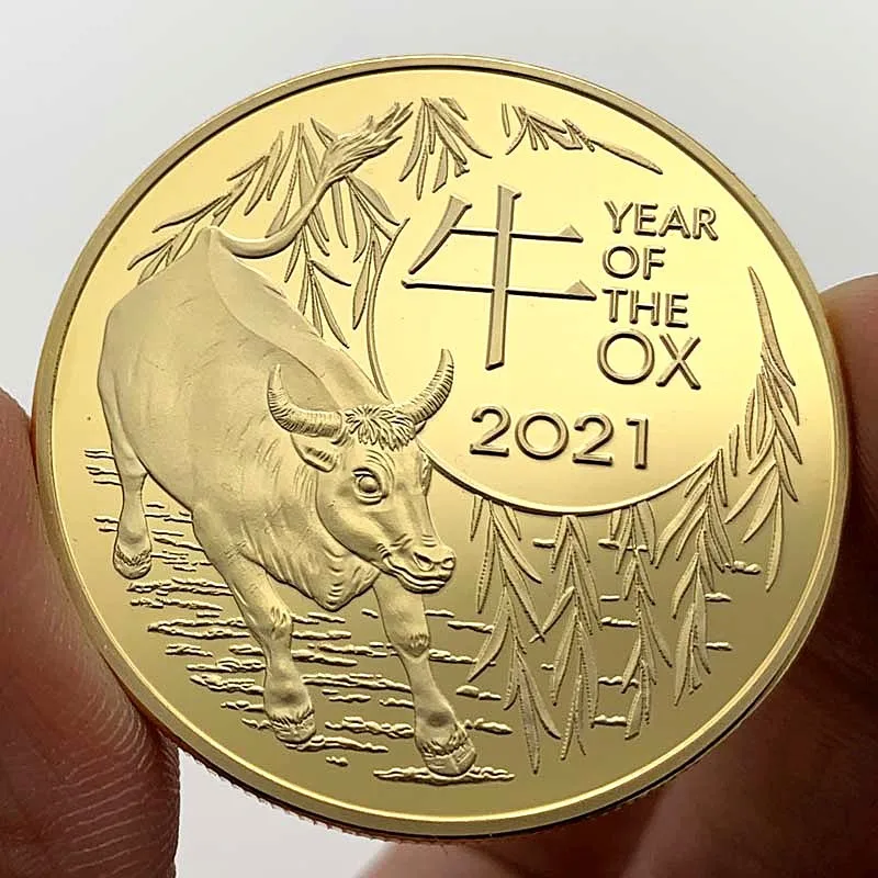 

2021 Australian Zodiac Animal Xin Chou Bull Commemorative Coin Bullish Collectible Coin Gift Lucky Coin