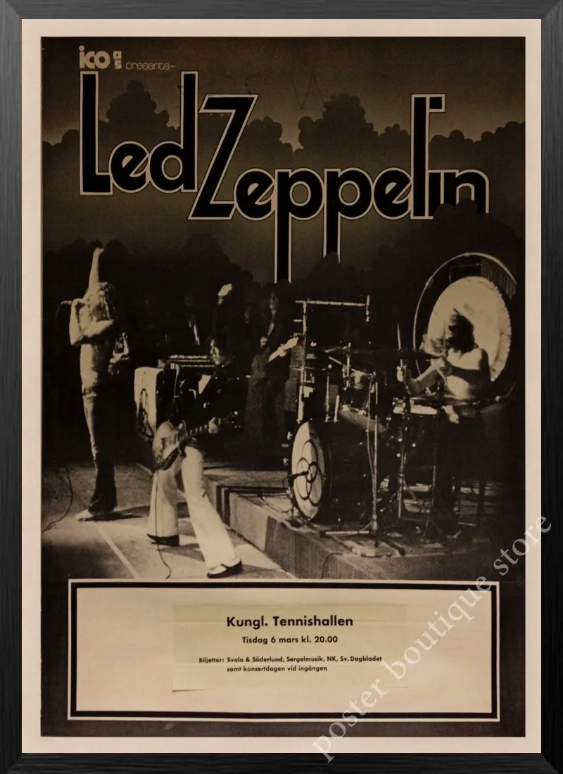 Светодиодный плакат Zeppelin Rock Music, Jimmy Page, rober Plant, винтажный домашний декор, настенные наклейки, 9 процентов/5