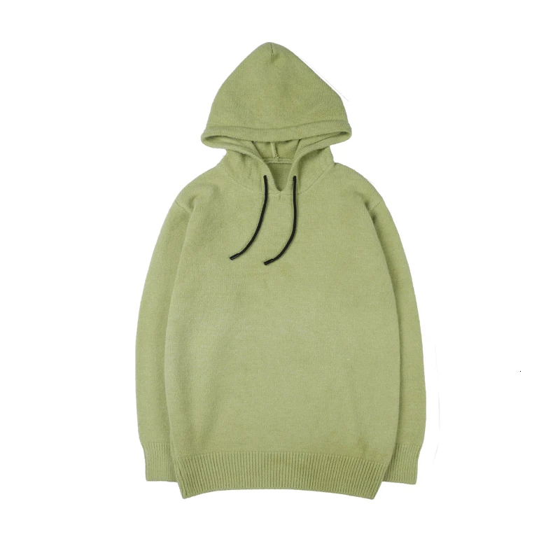 Winter Hooded Sweater Men's Warm Fashion Solid Color Casual Knit Pullover Men Wild Knitting Sweaters Male Sweter Clothes M-2XL