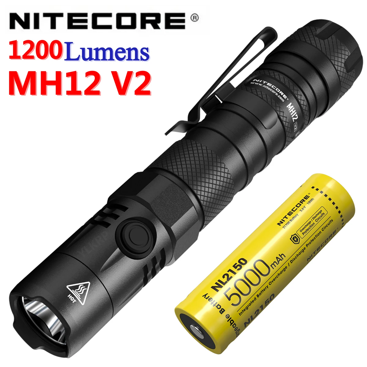 Новый NITECORE MH12v2 тактический фонарик 1200LM CREE XP-L2 V6 светодиодный USB-C Перезаряжаемые