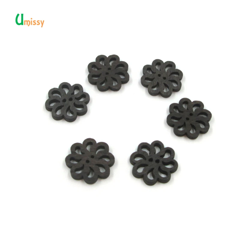 40 шт. деревянные пуговицы 2 отверстия с плоским основанием цветок ручная работа