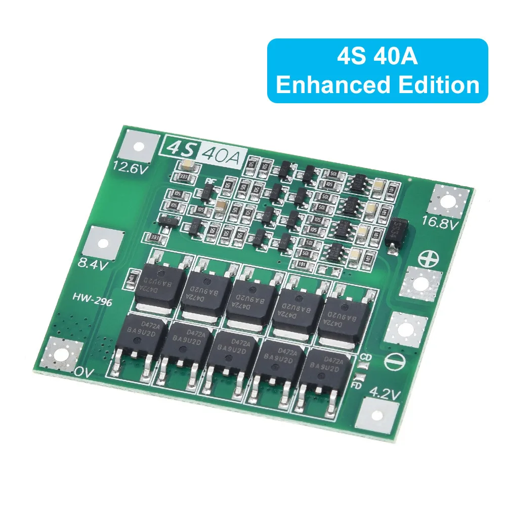 Защитная плата 3S/4S 40A/60A 18650 BMS для зарядки литий-ионных батарей двигателя