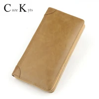 new mens long wallet european and american retro fashion oil wax leather casual ribbon wallet