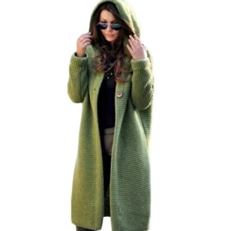 

Fashion Womens Cardigans Baggy Long Coat Tops Ladies Chunky Knitted Sweater Jumper Hood Winter Warm Outwear Jackets