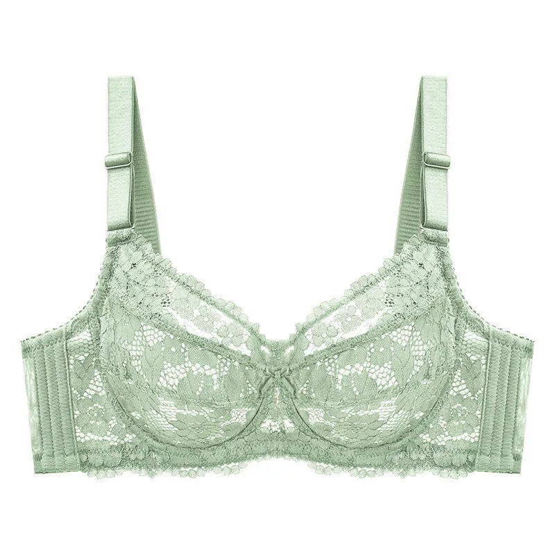 

Женский бюстгальтер на косточках 34 36 38 40 B C D DD, ультратонкий прозрачный кружевной бюстгальтер без подкладки с полным покрытием и цветочной в...