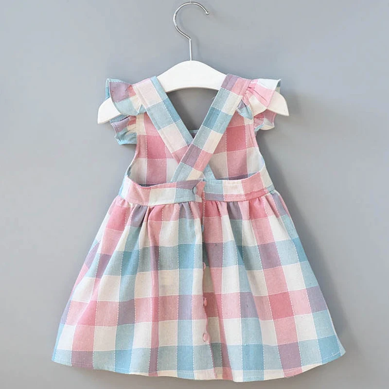 

2021 New Summer Girls' Dress Korean Strap Plaid Casual Sleeveless Party Princess Dress Cute Children's Baby Kids Girls Clothing