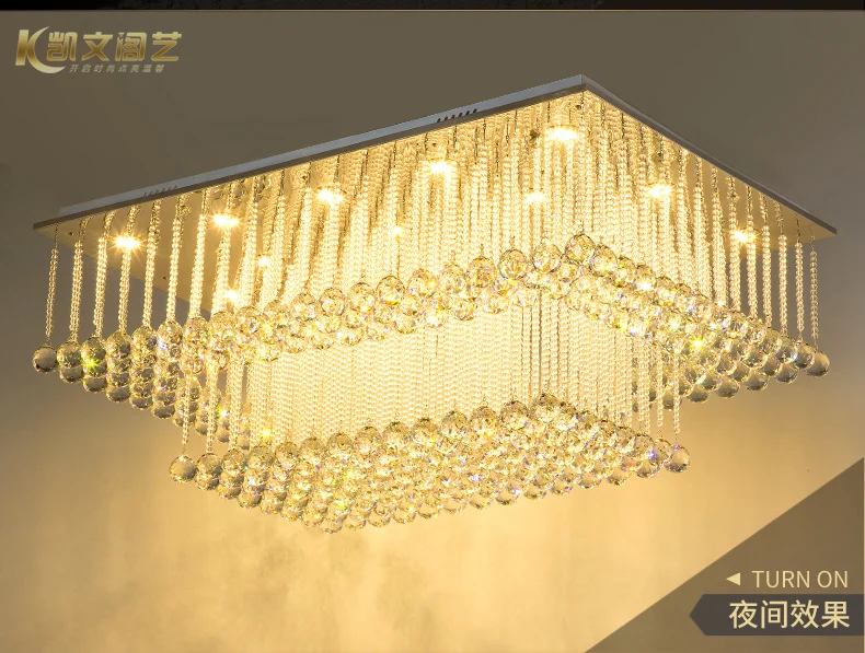 Прямоугольная лампа для гостиной хрустальная Светодиодная потолочная спальни