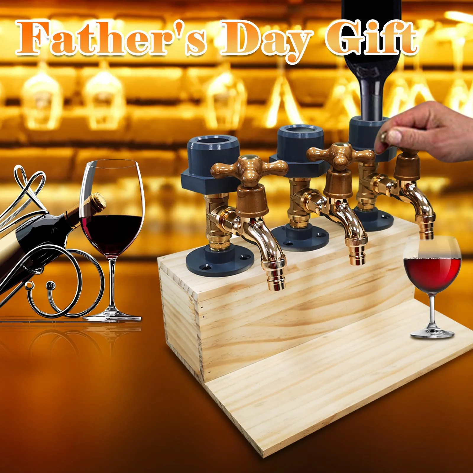

Whiskey Wood Dispenser Red Wine Rack Party Dinners Bars Fathers Day Liquor Alcohol Whiskey Wood Dispenser Faucet Dispenser