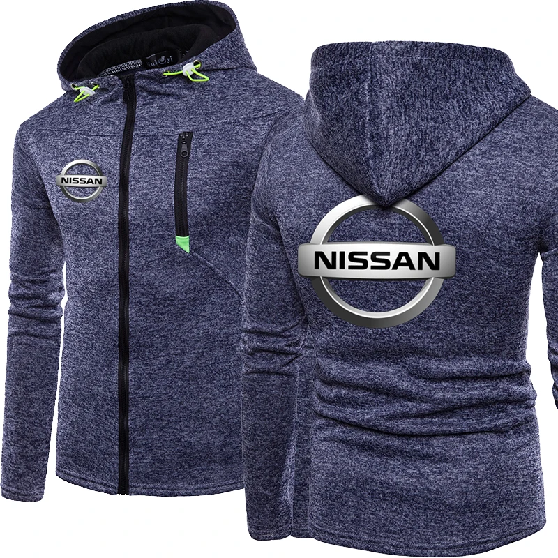 

New Men Jacket for Nissan Logo Print Casual HipHop Harajuku color Hooded Fleece Sweatshirts zipper Hoodies Man Clothing