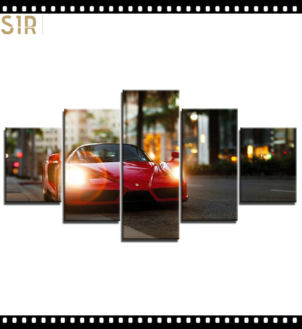 

The Five - Part Unframed Luxury Car Painting Sport Car Art Painting Industrial Style Wall Pictures Home Decoration Gift Anime