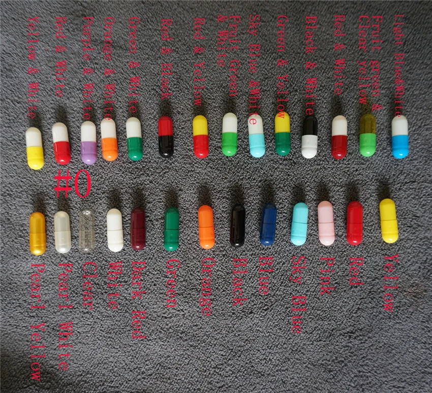 

0# 200pcs/lot.0 Size High Quality Colored Hard Gelatin Empty Capsules, Hollow Gelatin Capsules ,joined or Separated Capsules