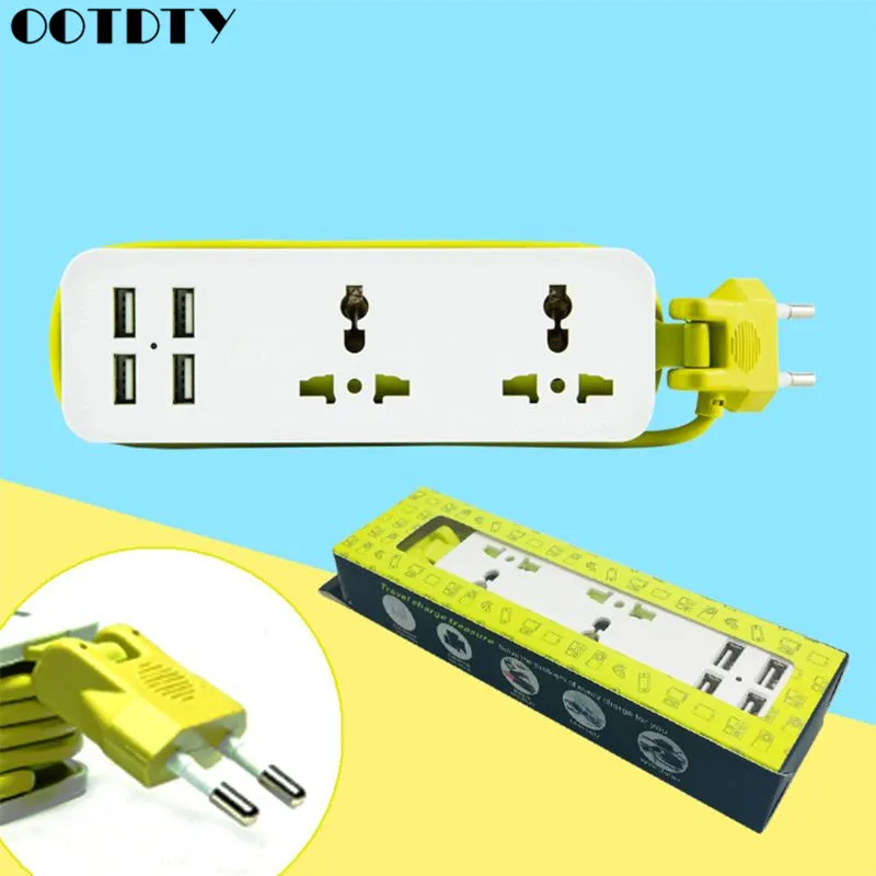 Штепсельная Вилка европейского стандарта 4 USB Розетка силовая полоса